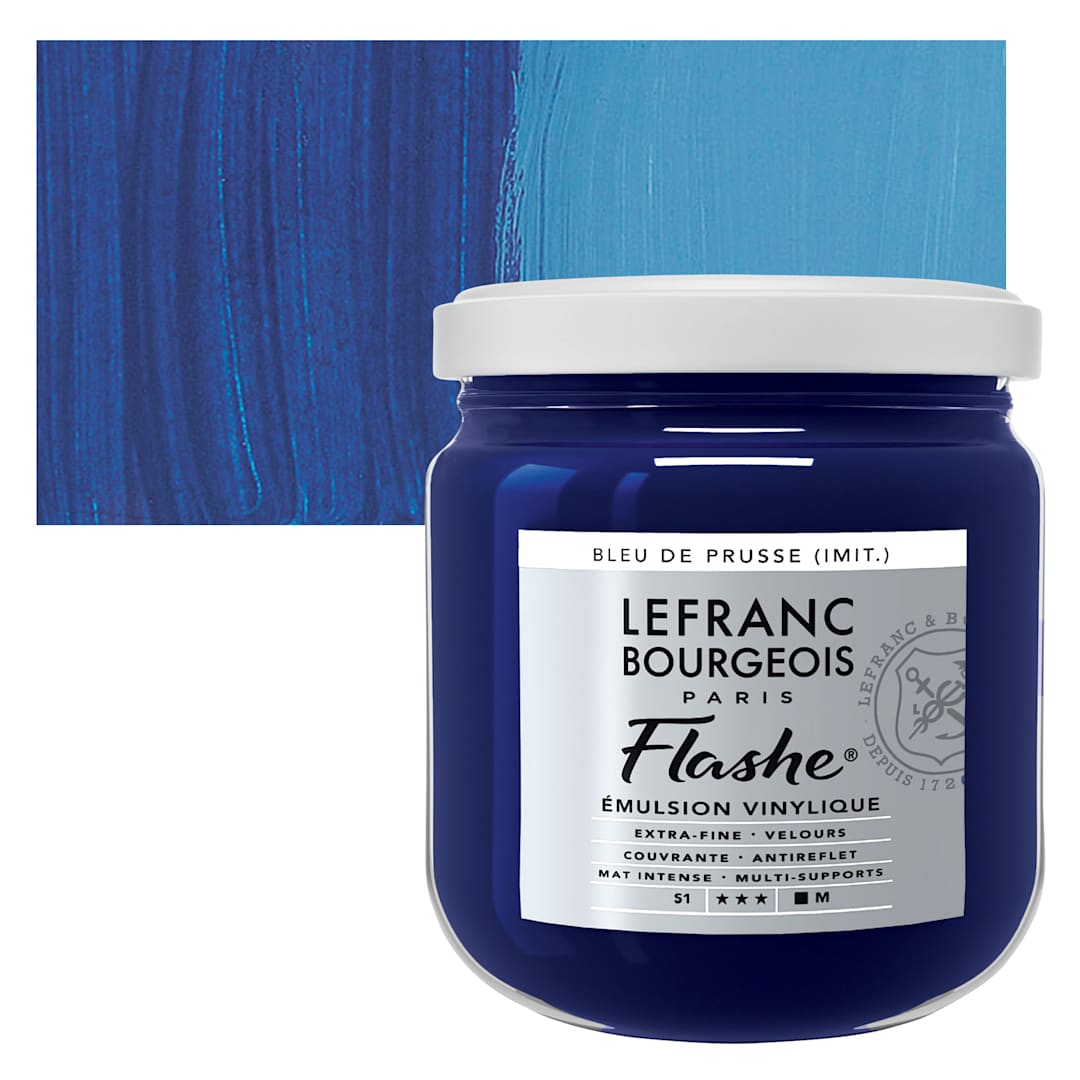 Open in modal - Lefranc & Bourgeois Flashe Vinyl Paint - Prussian Blue Hue, 400 ml jar and swatch