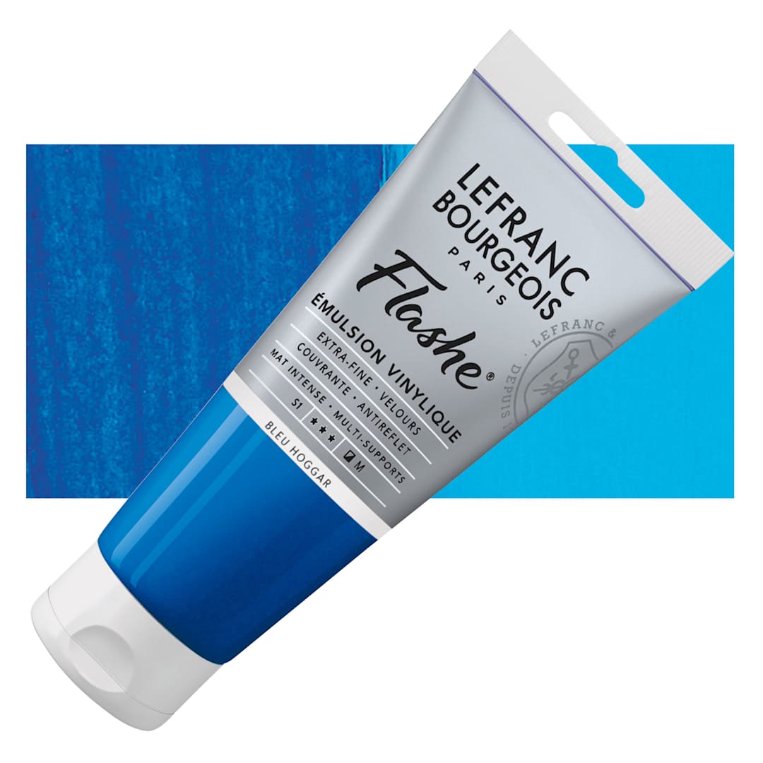 Open in modal - Lefranc & Bourgeois Flashe Vinyl Paint - Phthalo Blue, 80 ml tube and swatch