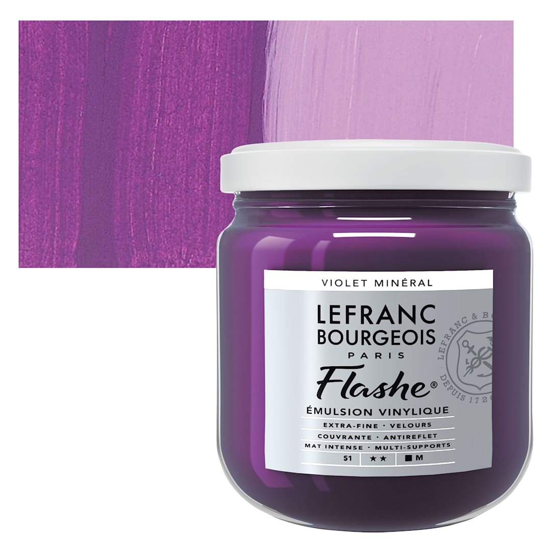 Open in modal - Lefranc & Bourgeois Flashe Vinyl Paint - Violet, 400 ml jar and swatch