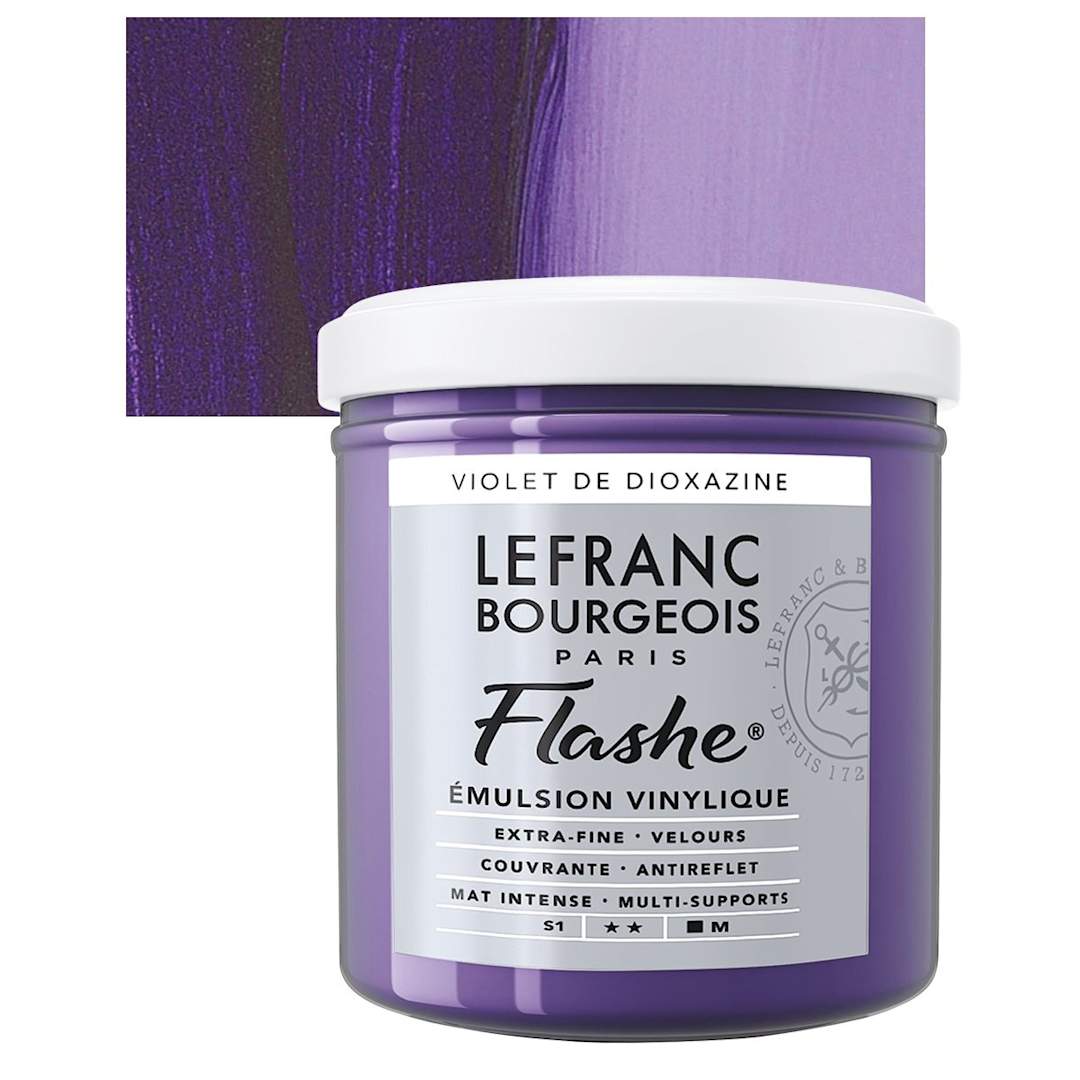 Open in modal - Lefranc & Bourgeois Flashe Vinyl Paint - Dioxazine Violet, 125 ml jar and swatch