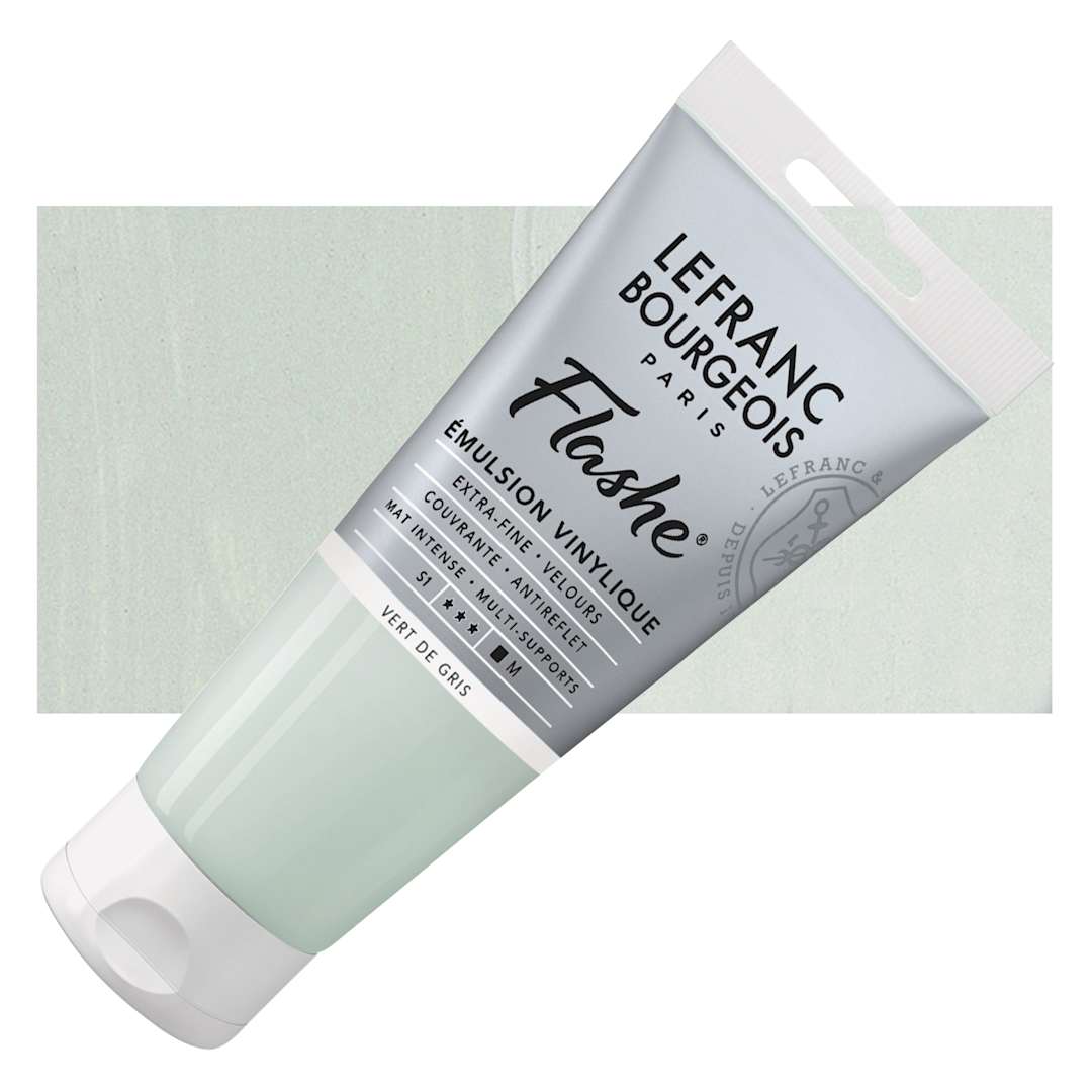 Open in modal - Lefranc & Bourgeois Flashe Vinyl Paint - Gray Green, 80 ml tube and swatch