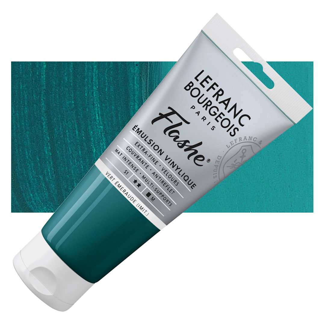 Open in modal - Lefranc & Bourgeois Flashe Vinyl Paint - Viridian Hue, 80 ml tube and swatch