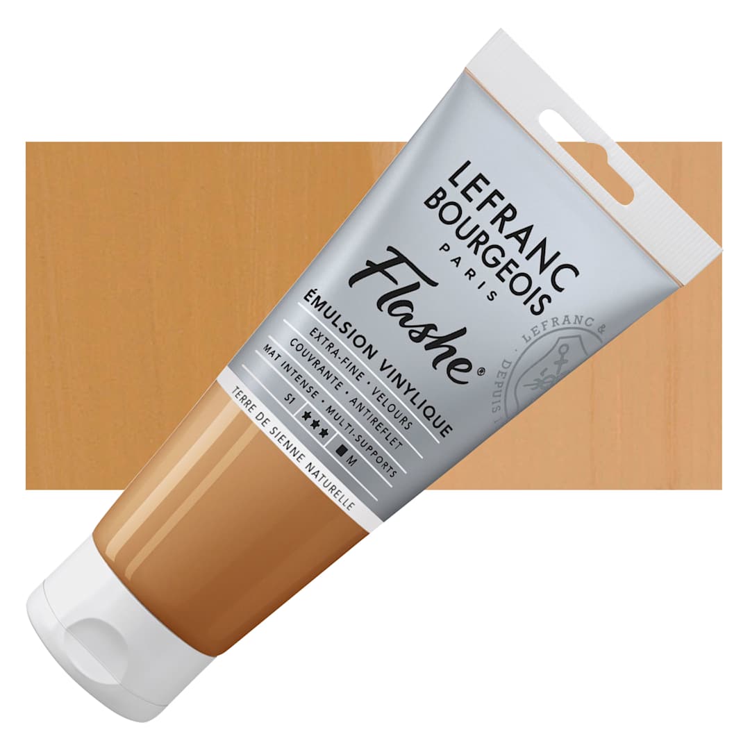 Open in modal - Lefranc & Bourgeois Flashe Vinyl Paint - Raw Sienna, 80 ml tube and swatch