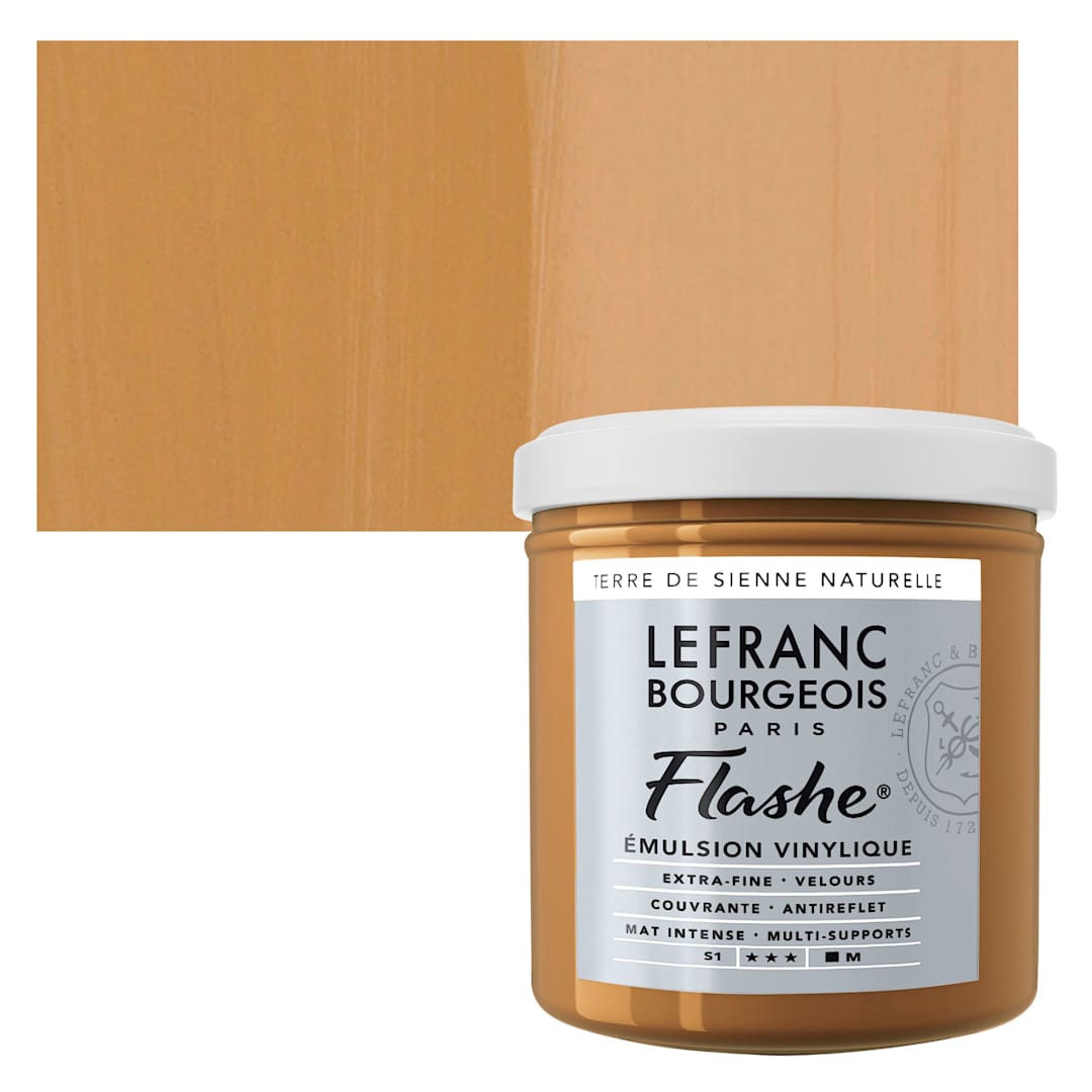 Open in modal - Lefranc & Bourgeois Flashe Vinyl Paint - Raw Sienna, 125 ml jar and swatch