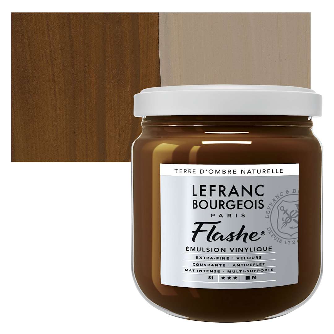 Open in modal - Lefranc & Bourgeois Flashe Vinyl Paint - Raw Umber, 400 ml jar and swatch