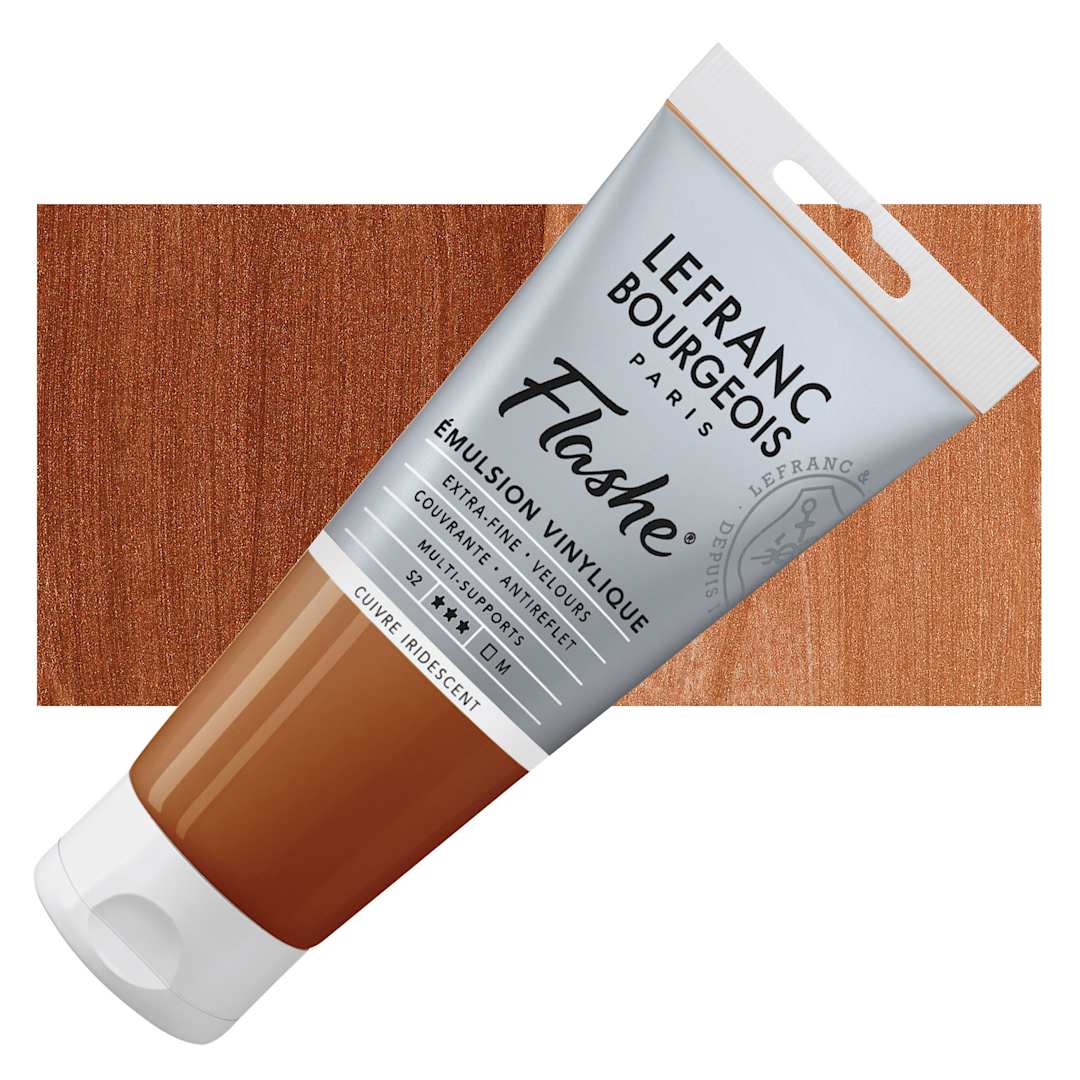Open in modal - Lefranc & Bourgeois Flashe Vinyl Paint - Iridescent Copper, 80 ml tube and swatch