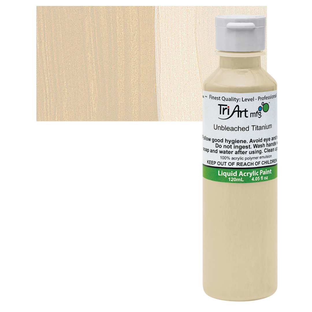 Open in modal - Tri-Art Liquid Artist Acrylic - Unbleached Titanium, 120 ml bottle and swatch