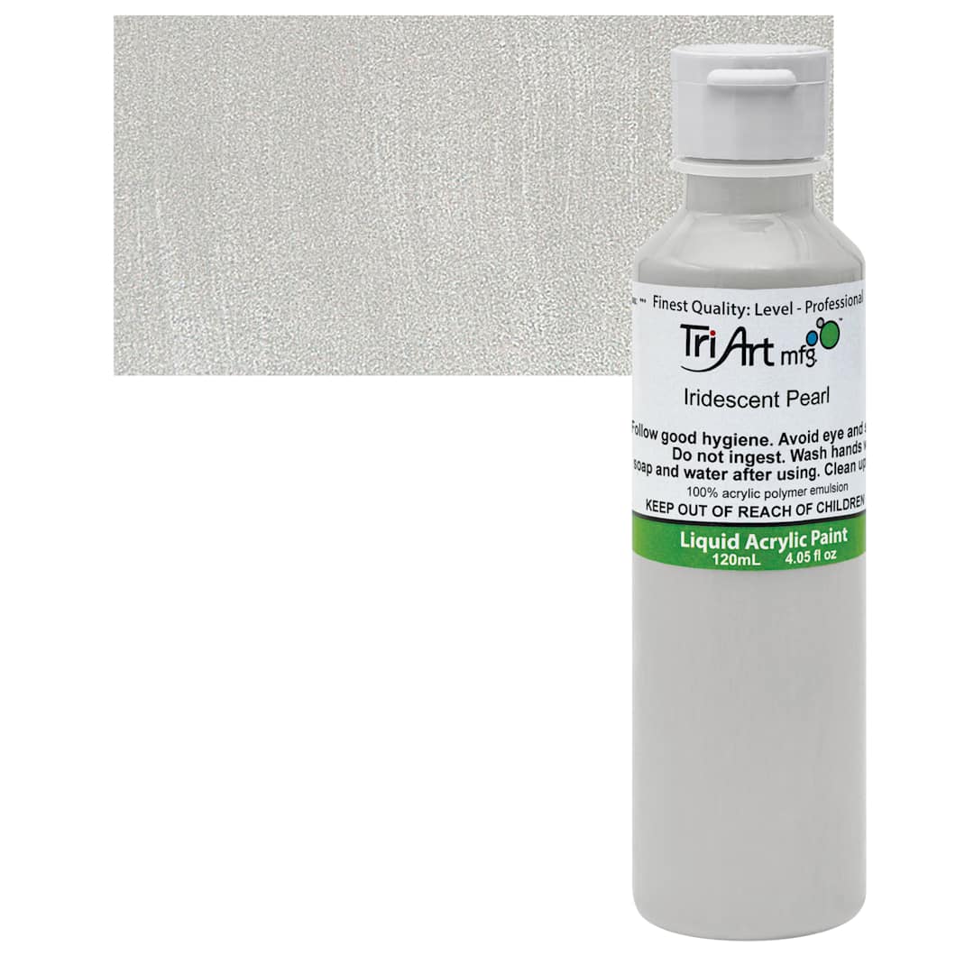 Open in modal - Tri-Art Liquid Artist Acrylic - Iridescent Pearl, 120 ml bottle and swatch