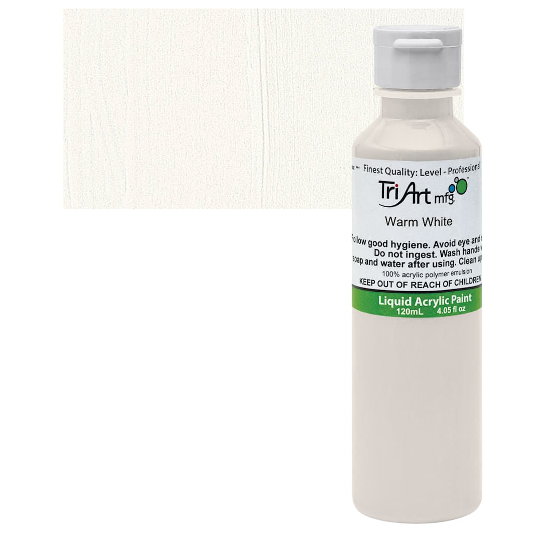 Open in modal - Tri-Art Liquid Artist Acrylic - Warm White, 120 ml bottle and swatch