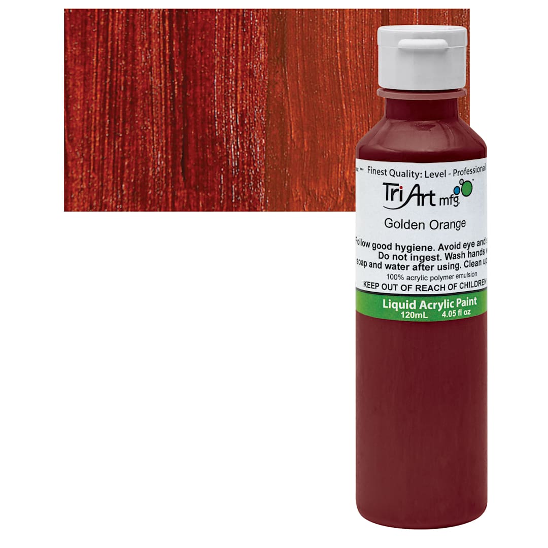 Open in modal - Tri-Art Liquid Artist Acrylic - Golden Orange, 120 ml bottle and swatch