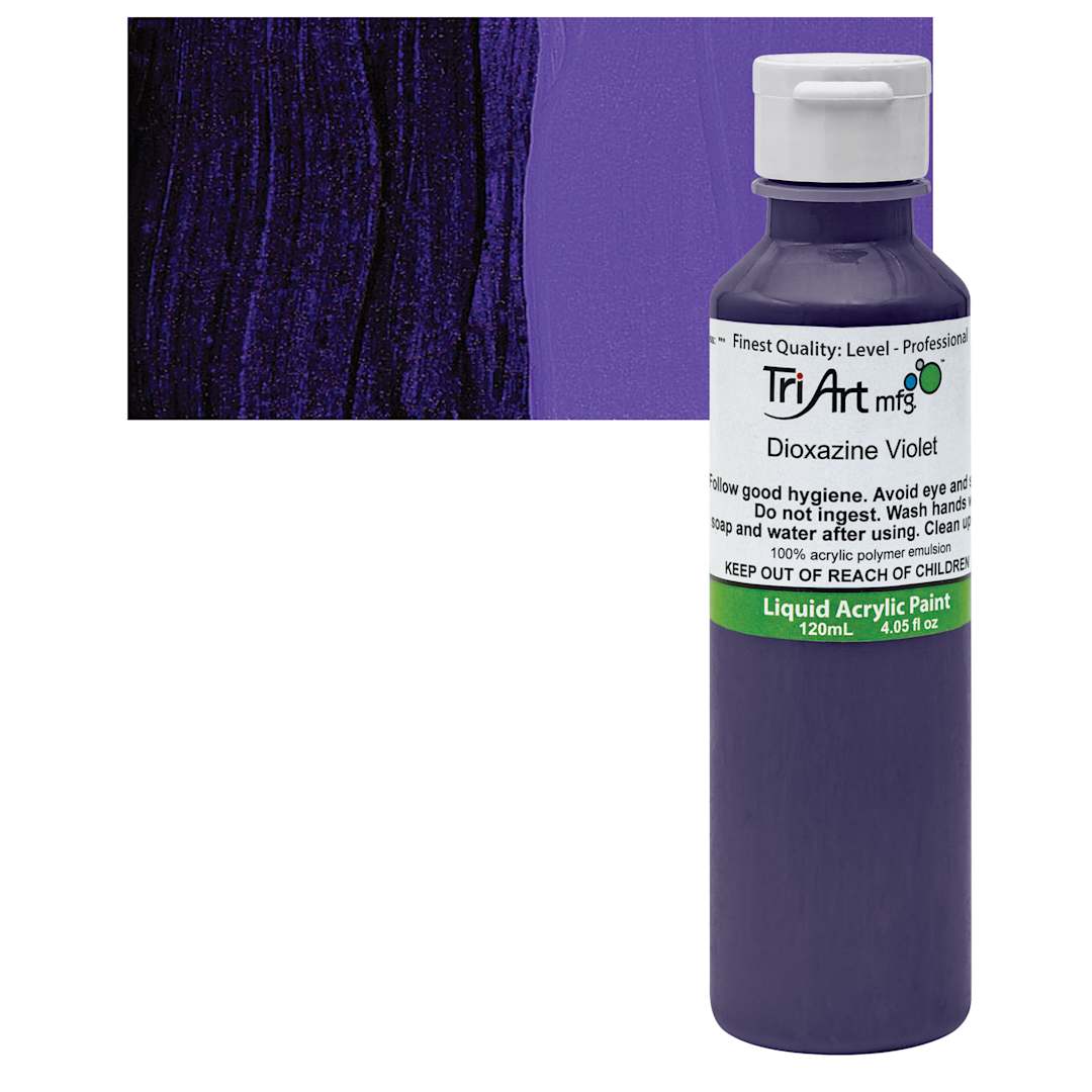 Open in modal - Tri-Art Liquid Artist Acrylic - Dioxazine Violet, 120 ml bottle and swatch