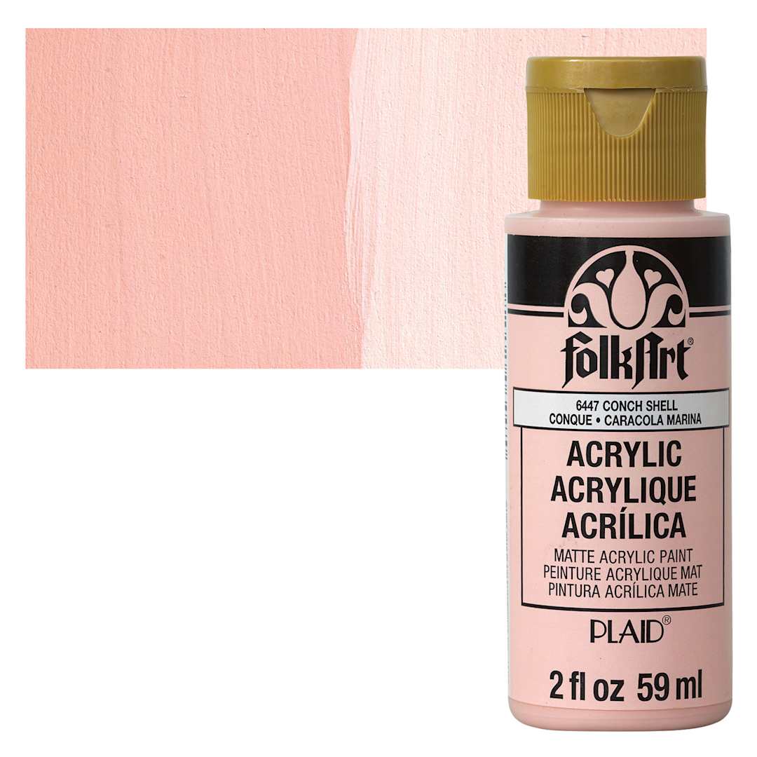Open in modal - FolkArt Matte Acrylic Paint - Conch Shell, 2 oz, Bottle and swatch