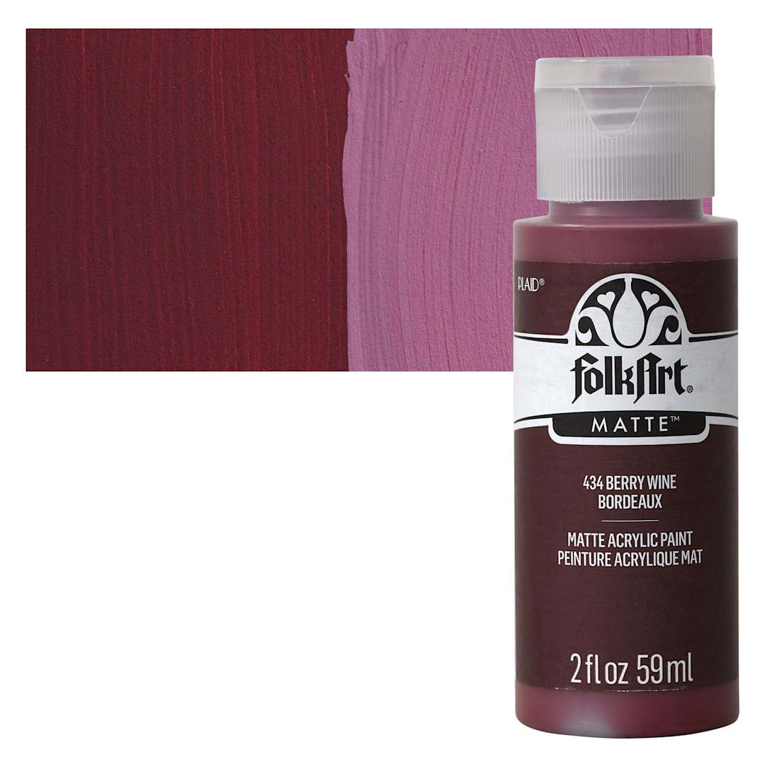 Open in modal - FolkArt Matte Acrylic Paint - Berry Wine, 2 oz, Bottle and swatch