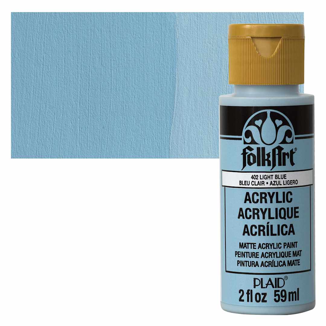 Open in modal - FolkArt Matte Acrylic Paint - Light Blue, 2 oz, Bottle and swatch