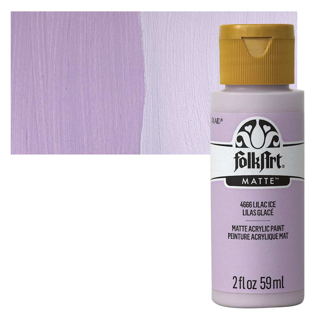 Open in modal - FolkArt Matte Acrylic Paint - Lilac Ice, 2 oz, Bottle and swatch