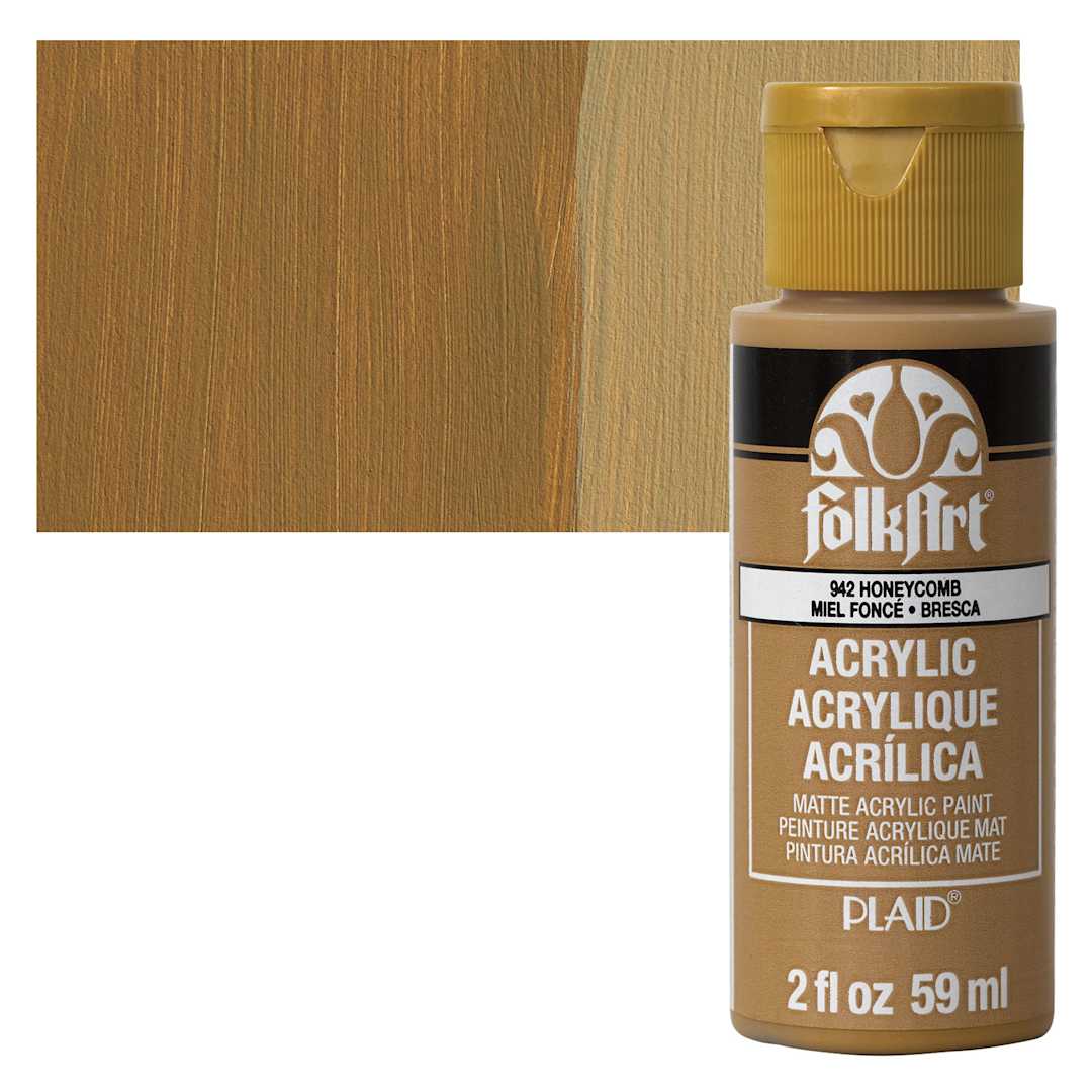 Open in modal - FolkArt Matte Acrylic Paint - Honeycomb, 2 oz, Bottle and swatch