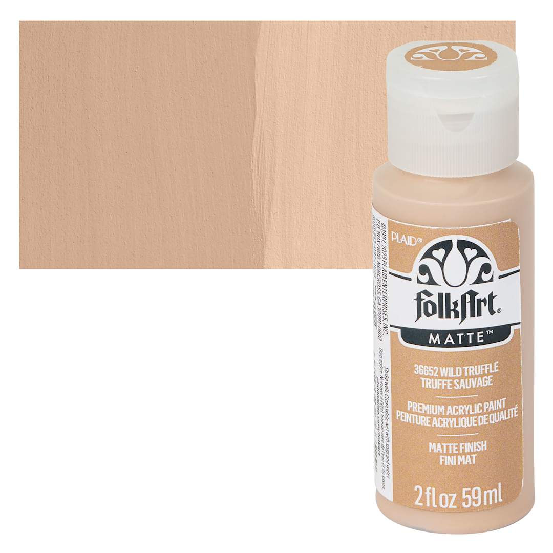 Open in modal - FolkArt Matte Acrylic Paint - Wild Truffle, 2 oz, Bottle and swatch