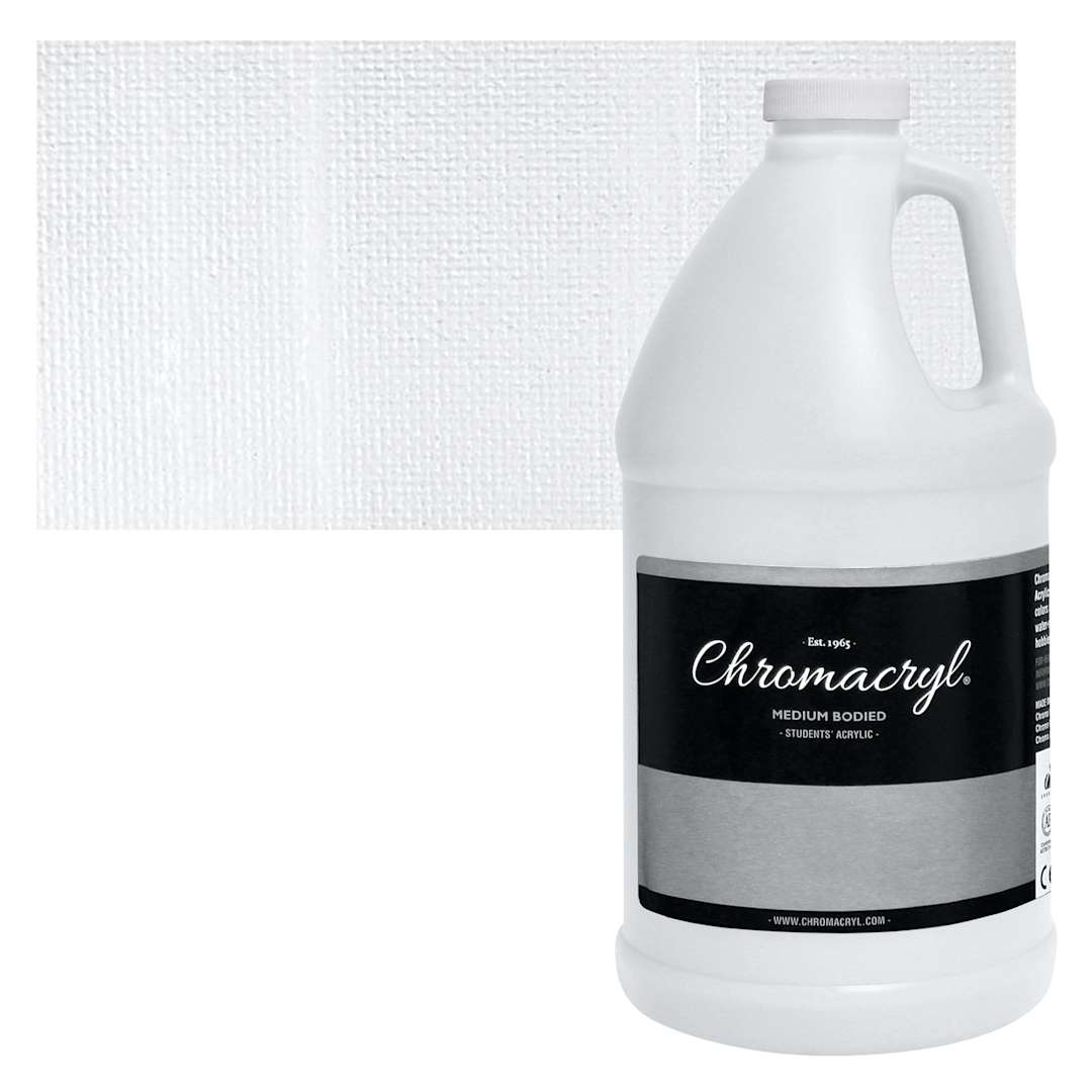 Open in modal - Chromacryl Students' Acrylic - White, 64 oz bottle and swatch