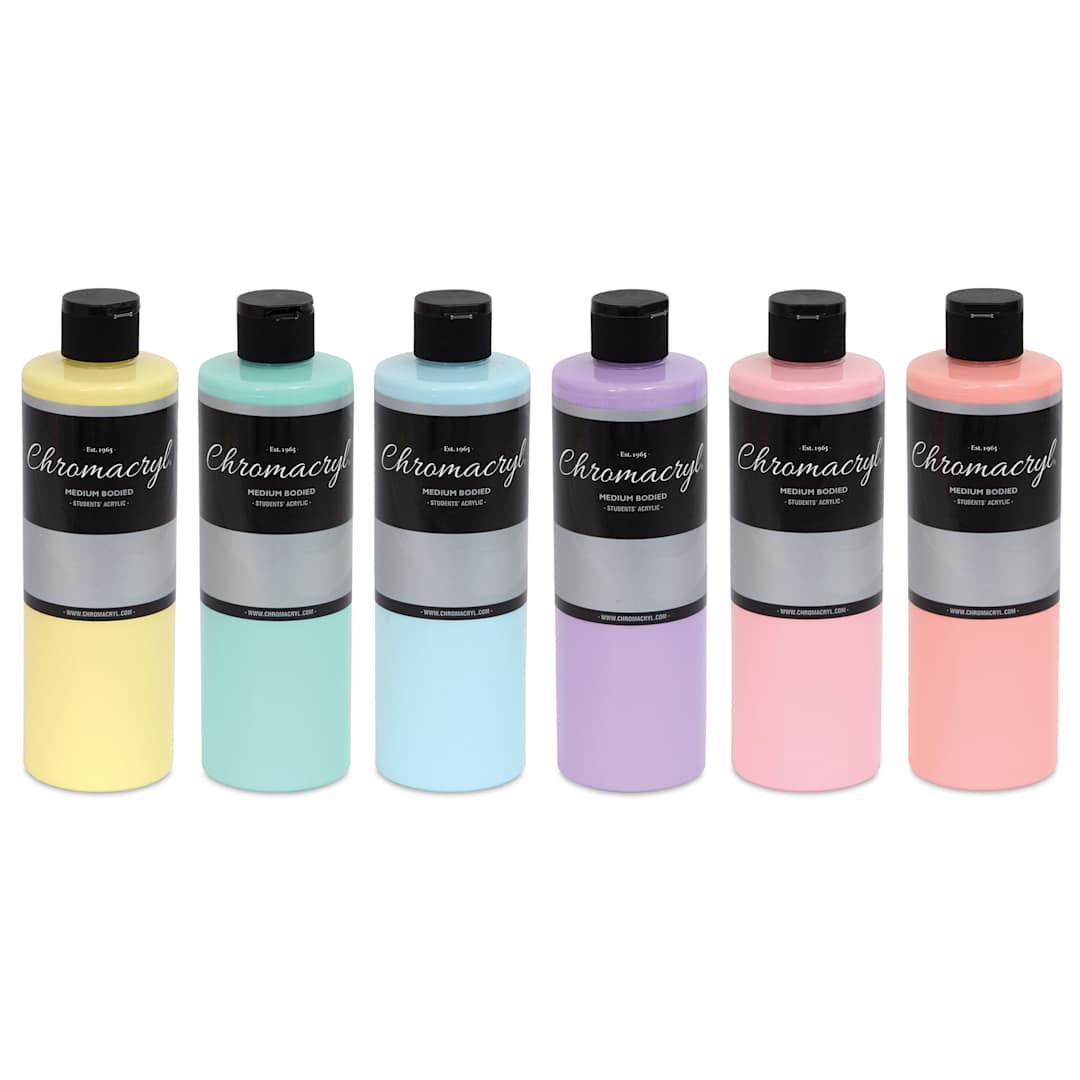 Open in modal - Chromacryl Students' Acrylics - Set of 6, Pastel Colors, 16 oz