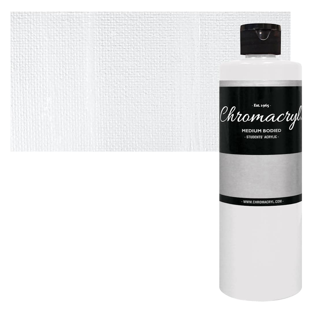 Open in modal - Chromacryl Students' Acrylic - Blockout White, 16 oz bottle and swatch