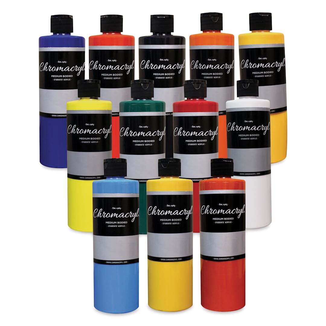 Open in modal - Chromacryl Students' Acrylic Paints - Set of 12, Pint