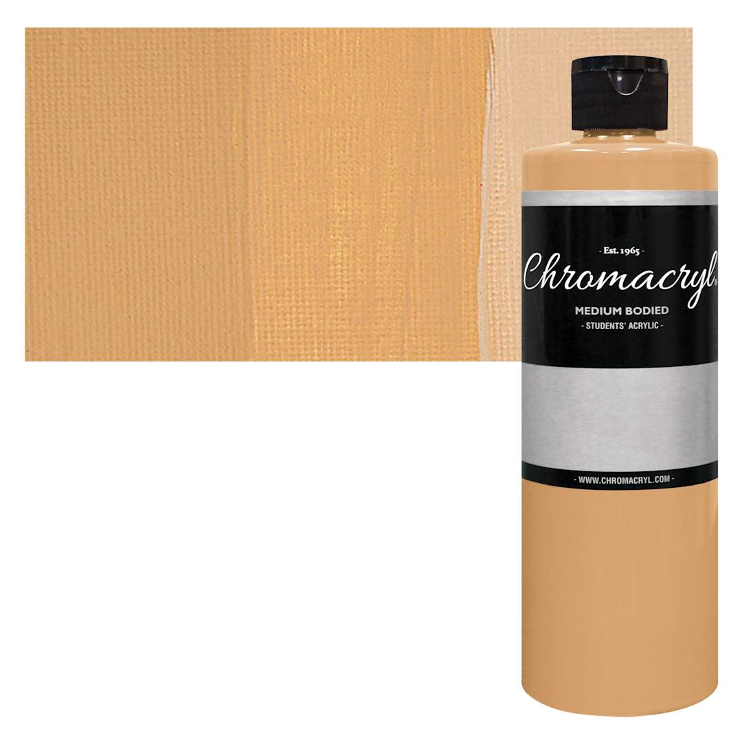 Open in modal - Chromacryl Students' Acrylic - Peach, Pint bottle and swatch