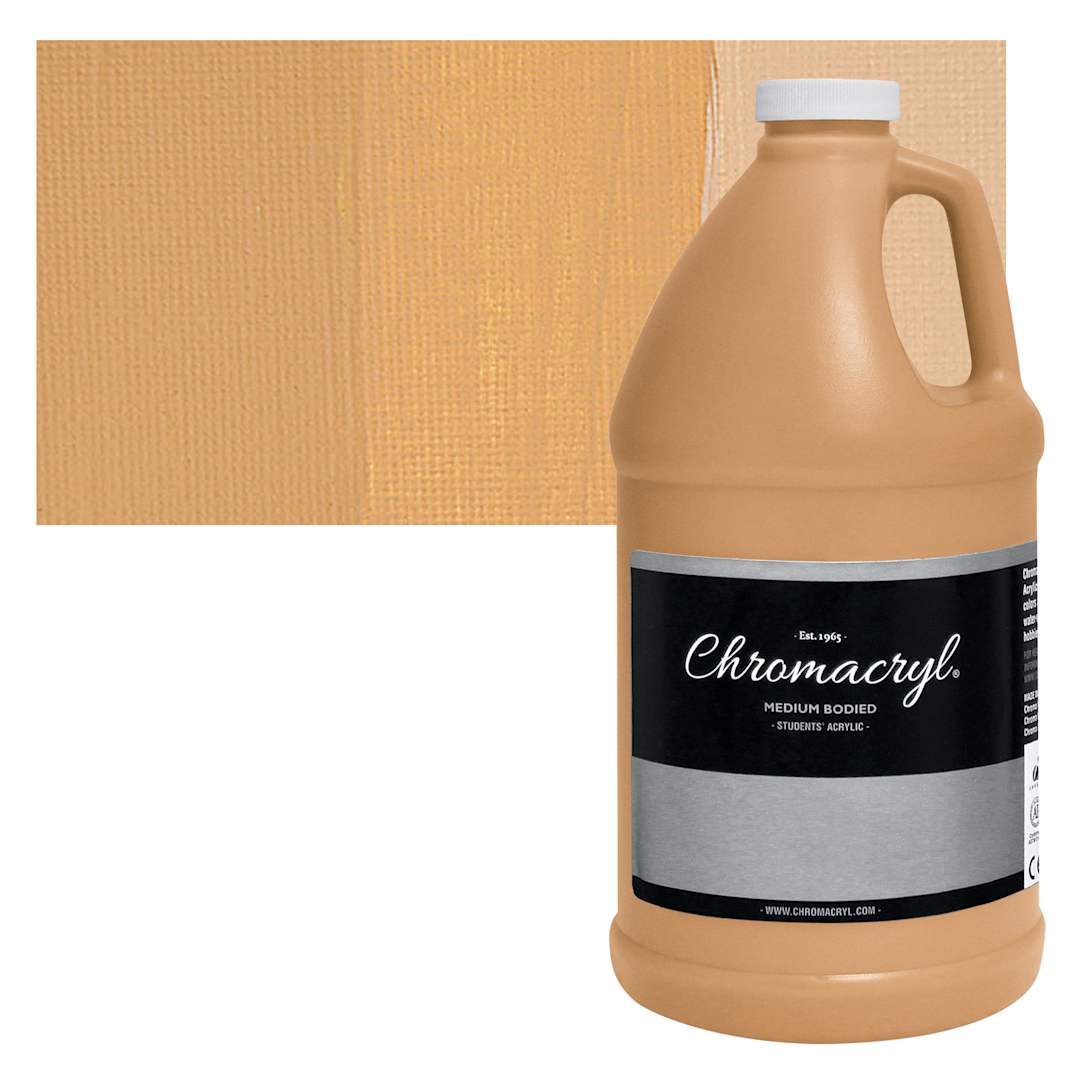Open in modal - Chromacryl Students' Acrylic - Peach, 64 oz bottle and swatch