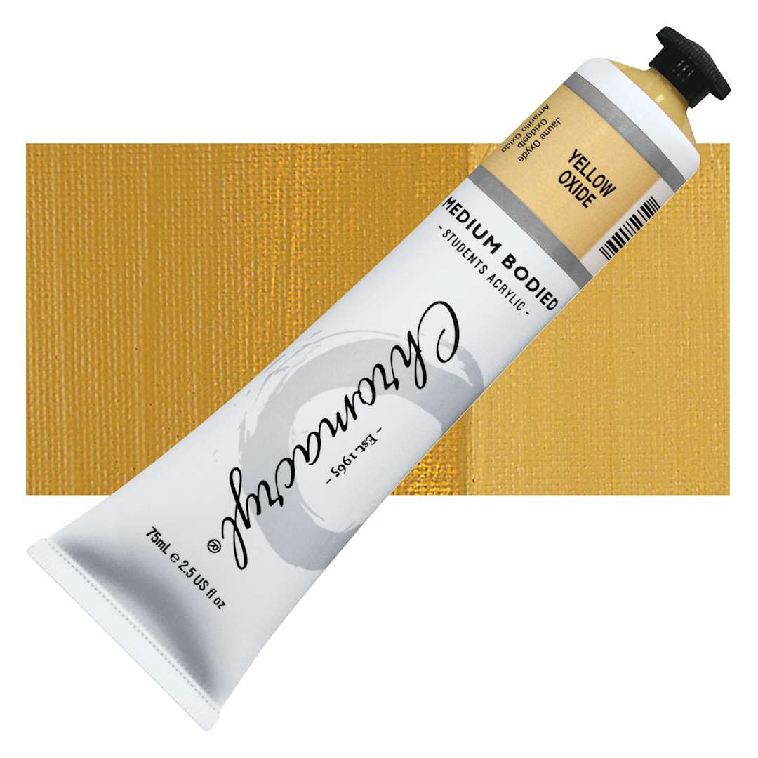 Open in modal - Chromacryl Students' Acrylic - Yellow Oxide, 2.5 oz tube and swatch