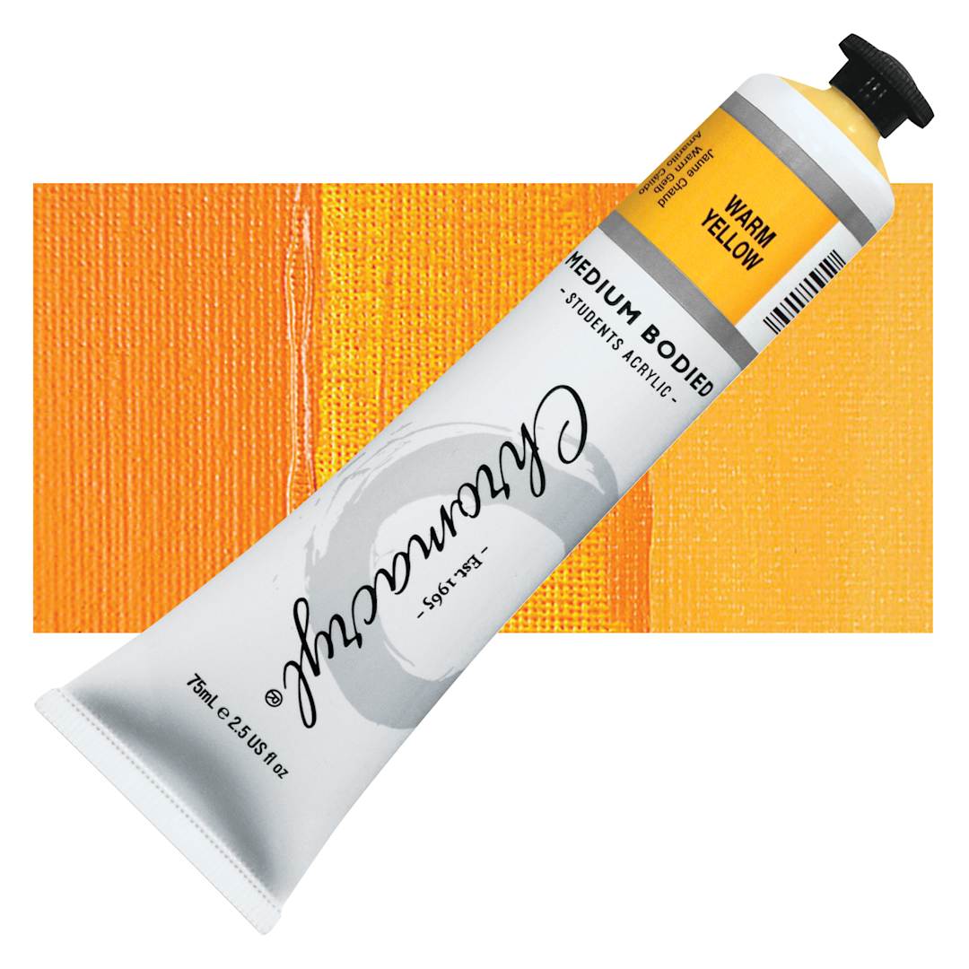 Open in modal - Chromacryl Students' Acrylic - Warm Yellow, 2.5 oz tube and swatch