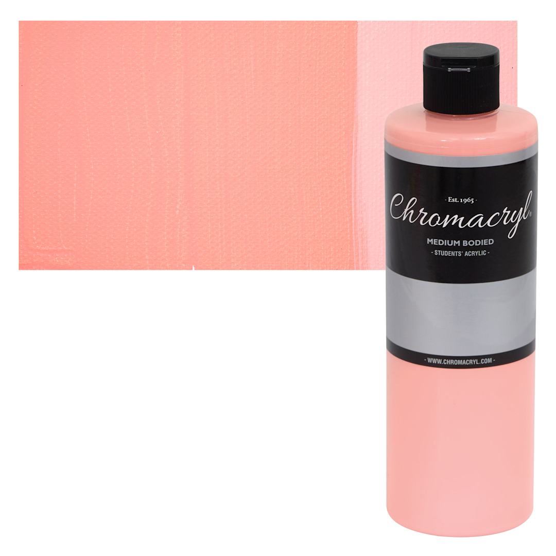 Open in modal - Chromacryl Students' Acrylics - Pastel Orange, 16 oz bottle and swatch