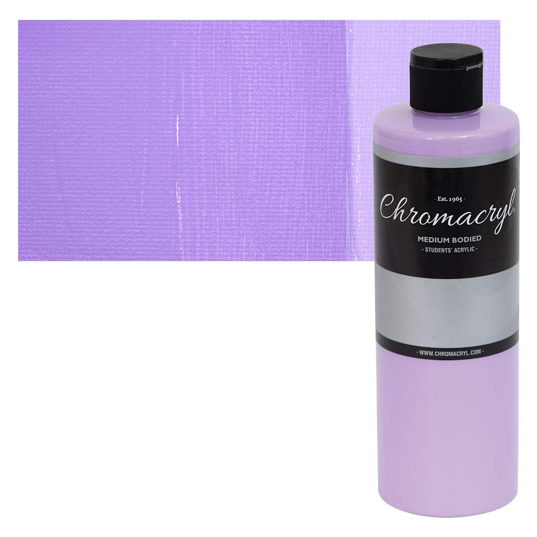 Open in modal - Chromacryl Students' Acrylics - Pastel Violet, 16 oz bottle and swatch