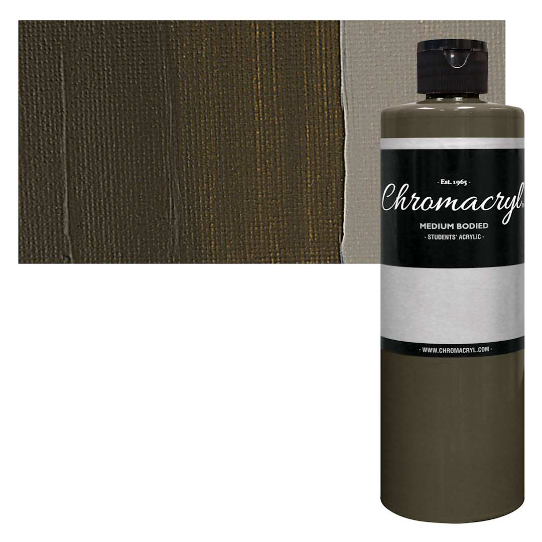 Open in modal - Chromacryl Students' Acrylic - Raw Umber, 64 oz bottle and swatch