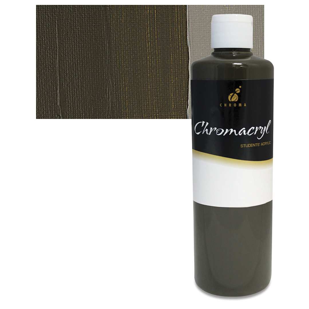 Open in modal - Chromacryl Students' Acrylic - Raw Umber, 16 oz bottle and swatch