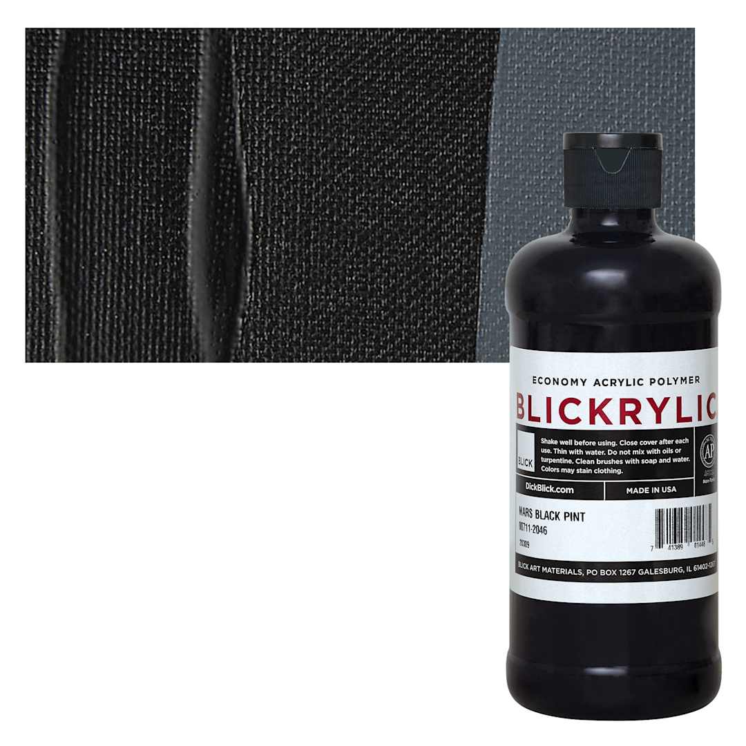 Open in modal - Blickrylic Student Acrylic - Mars Black, Pint and swatch