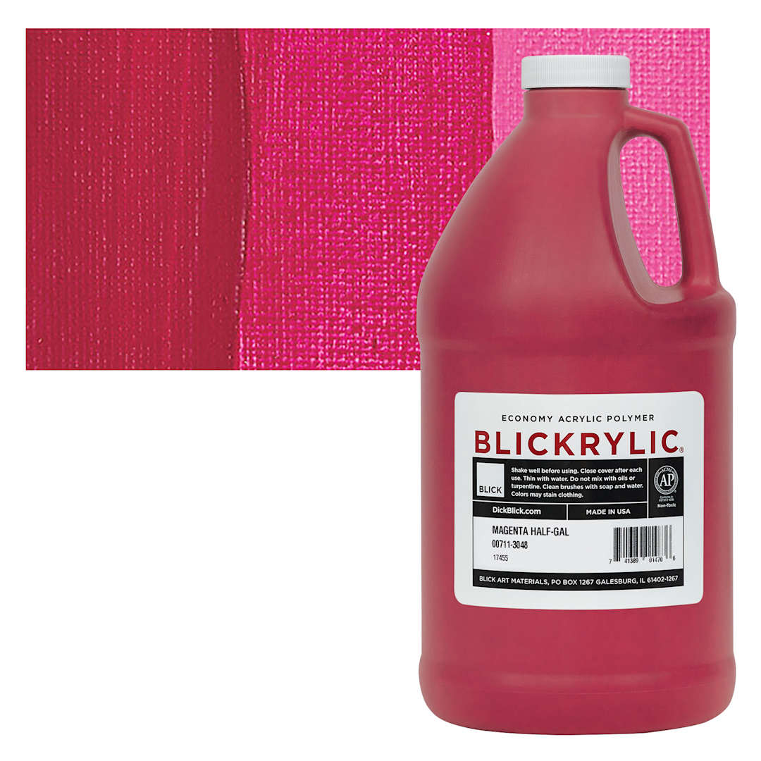 Open in modal - Blickrylic Student Acrylic - Magenta, Half Gallon and swatch