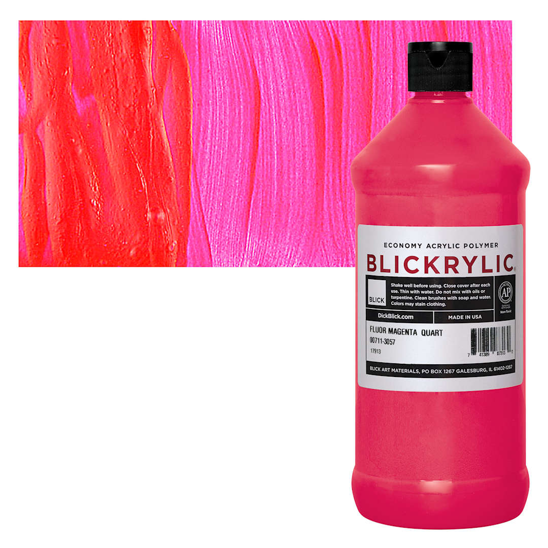 Open in modal - Blickrylic Student Acrylic - Fluorescent Magenta, Quart and swatch