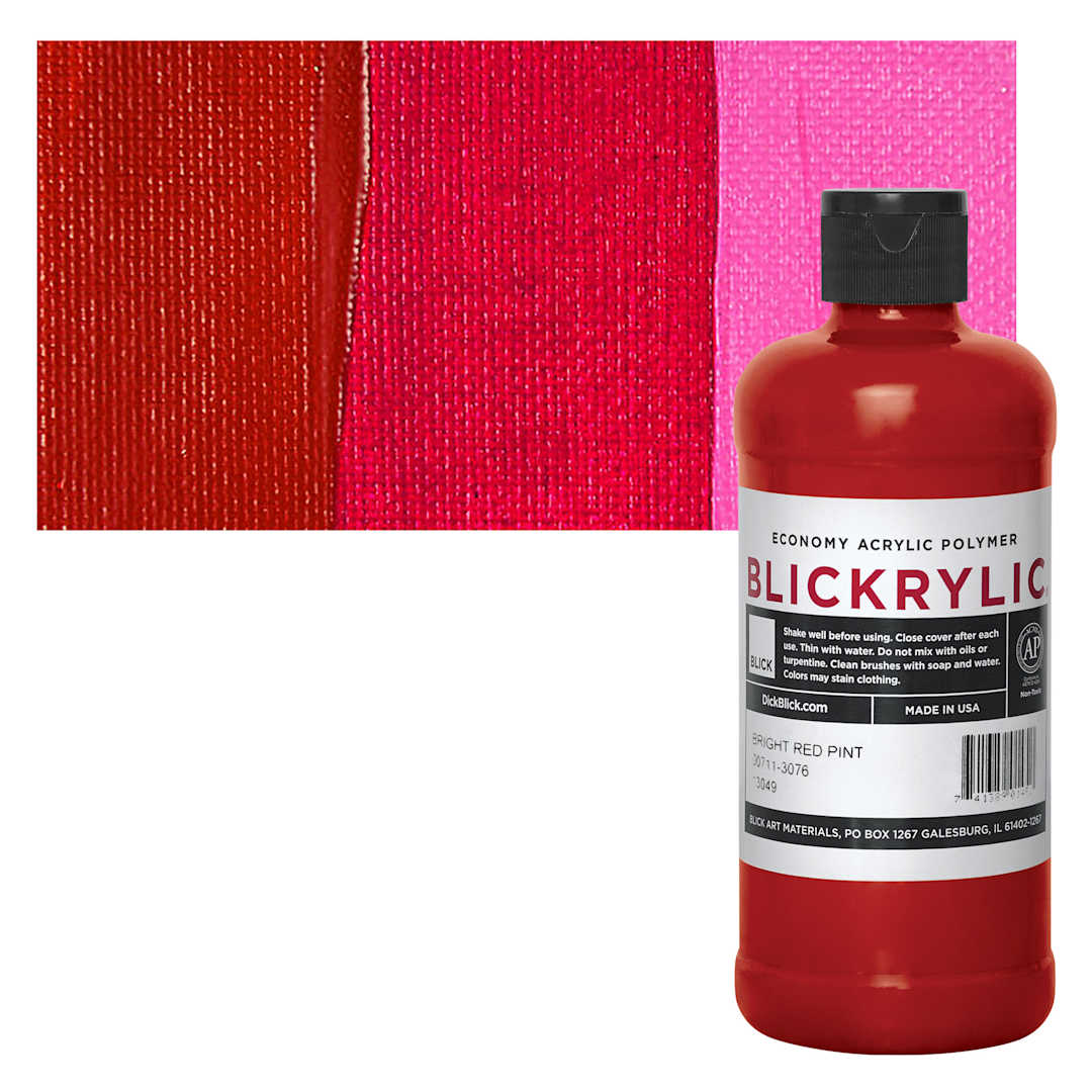 Open in modal - Blickrylic Student Acrylic - Bright Red, Pint and swatch