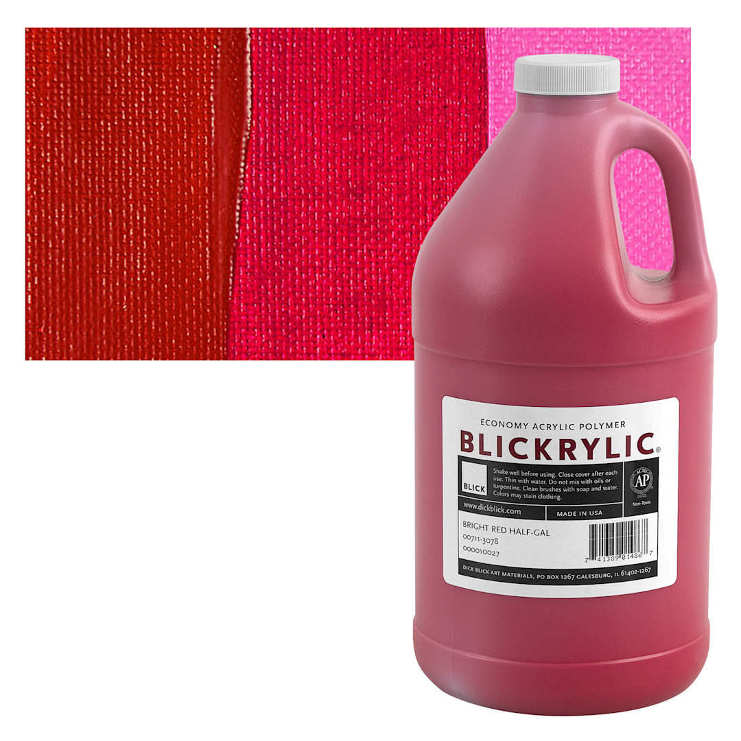 Open in modal - Blickrylic Student Acrylic - Bright Red, Half Gallon and swatch