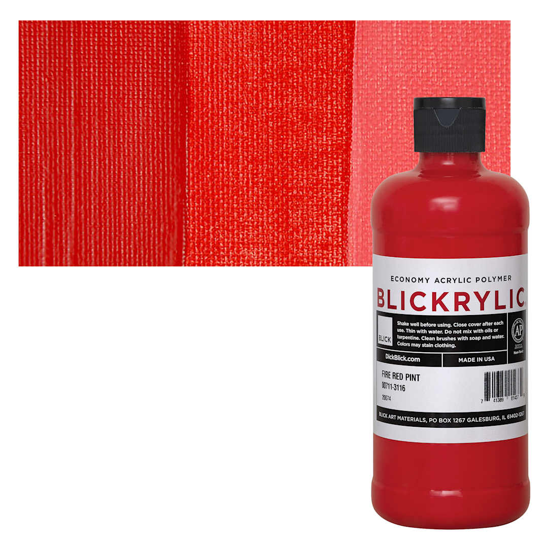 Open in modal - Blickrylic Student Acrylic - Fire Red, Pint and swatch