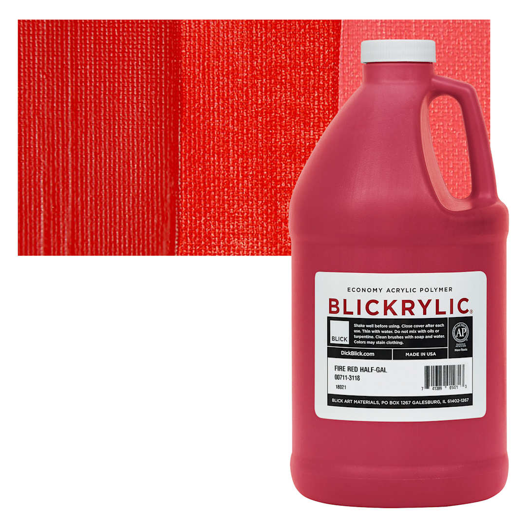 Open in modal - Blickrylic Student Acrylic - Fire Red, Half Gallon and swatch