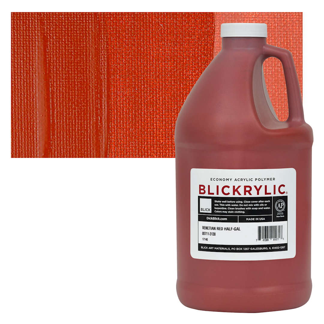 Open in modal - Blickrylic Student Acrylic - Venetian Red, Half Gallon and swatch