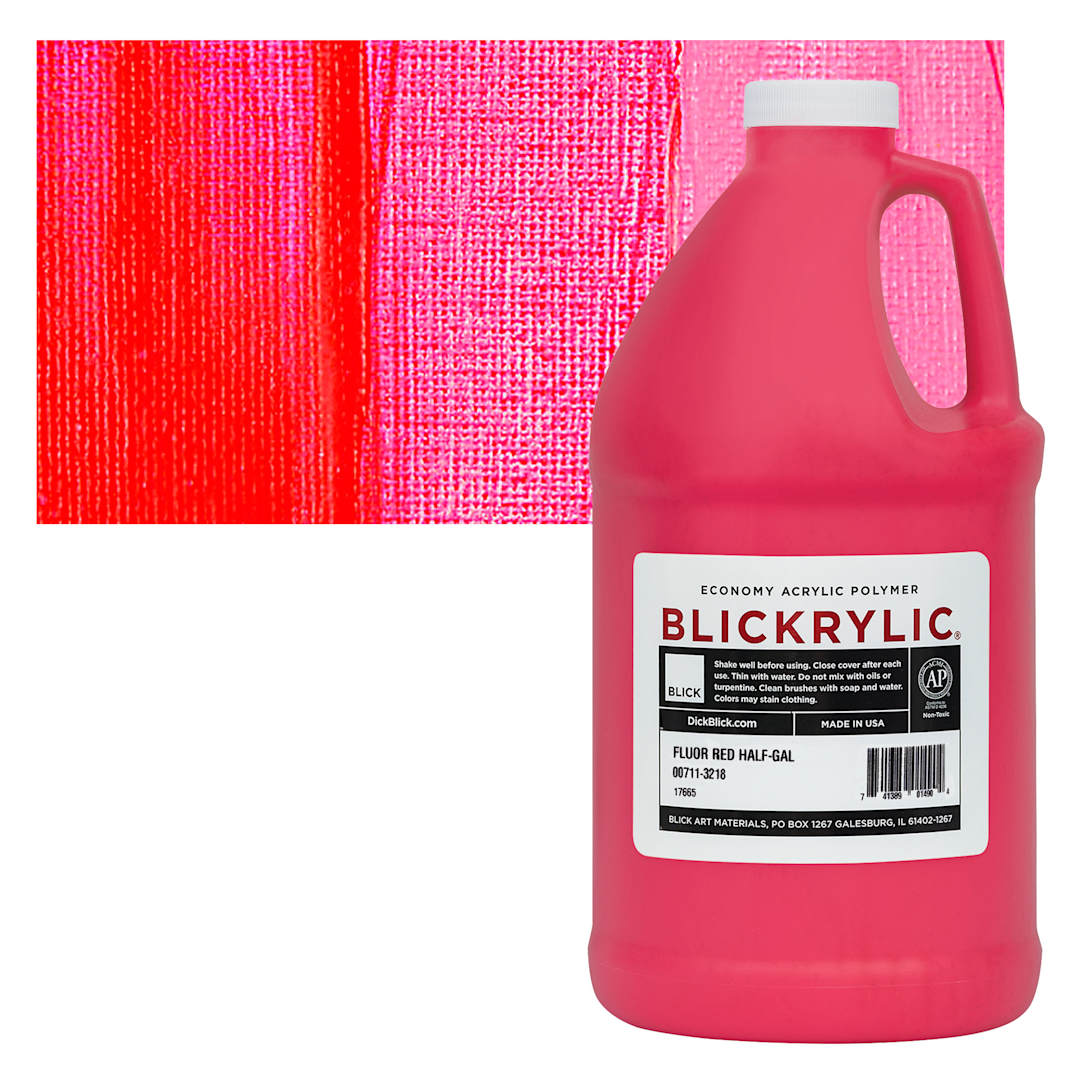 Open in modal - Blickrylic Student Acrylic - Fluorescent Red, Half Gallon and swatch