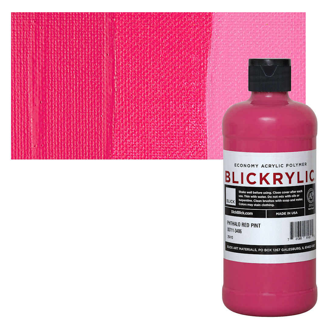 Open in modal - Blickrylic Student Acrylic - Phthalo Red, Pint and swatch