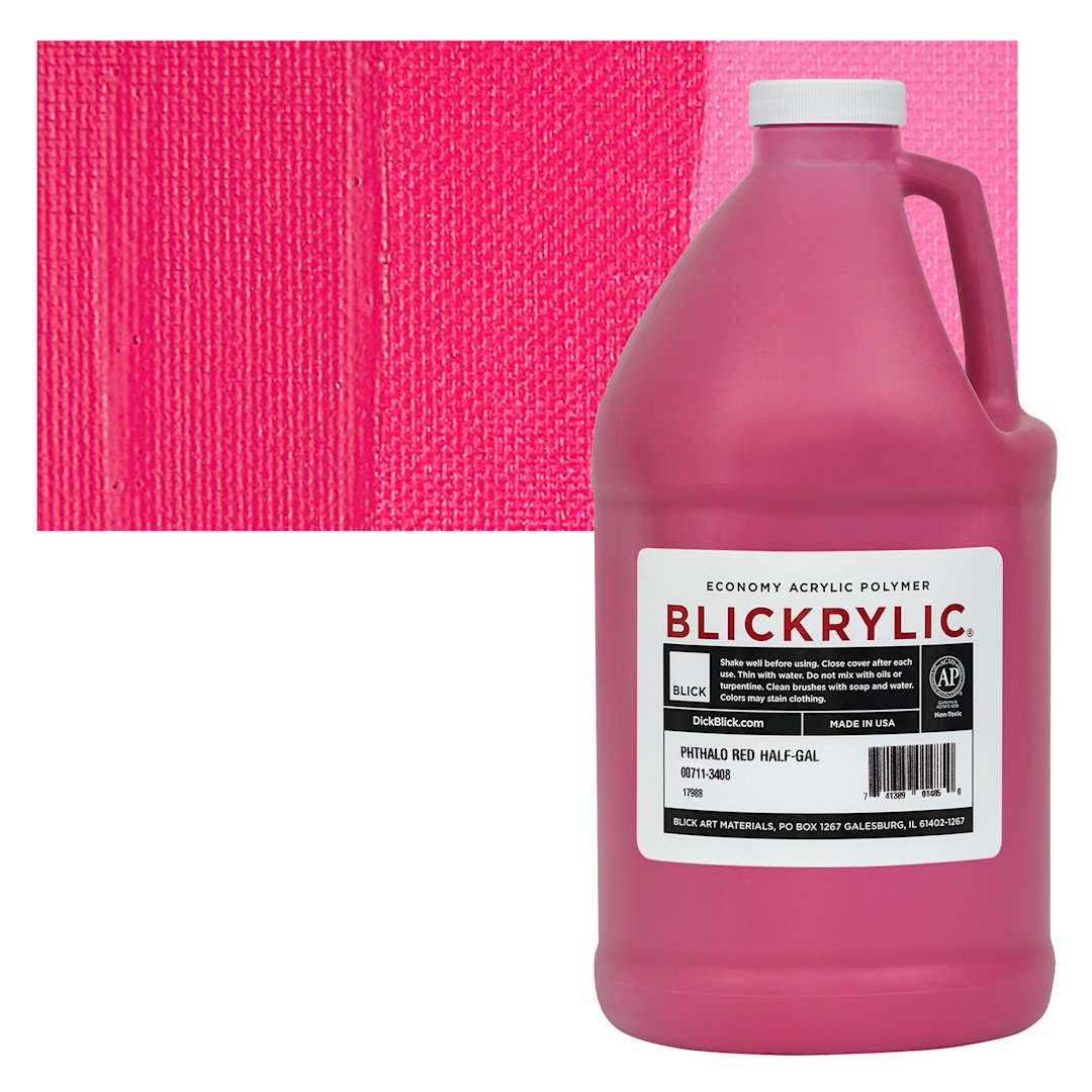 Open in modal - Blickrylic Student Acrylic - Phthalo Red, Half Gallon and swatch