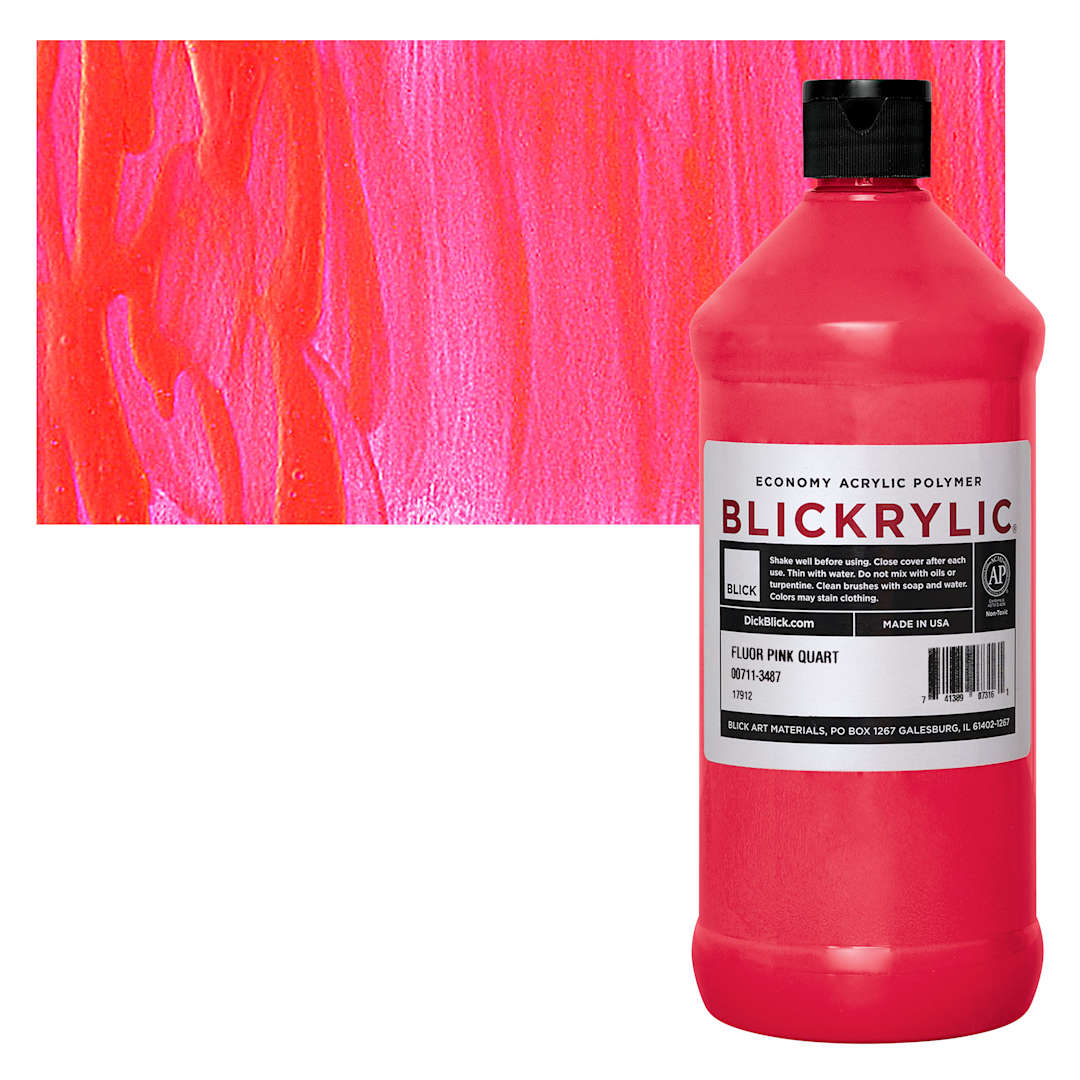 Open in modal - Blickrylic Student Acrylic - Fluorescent Pink, Quart and swatch