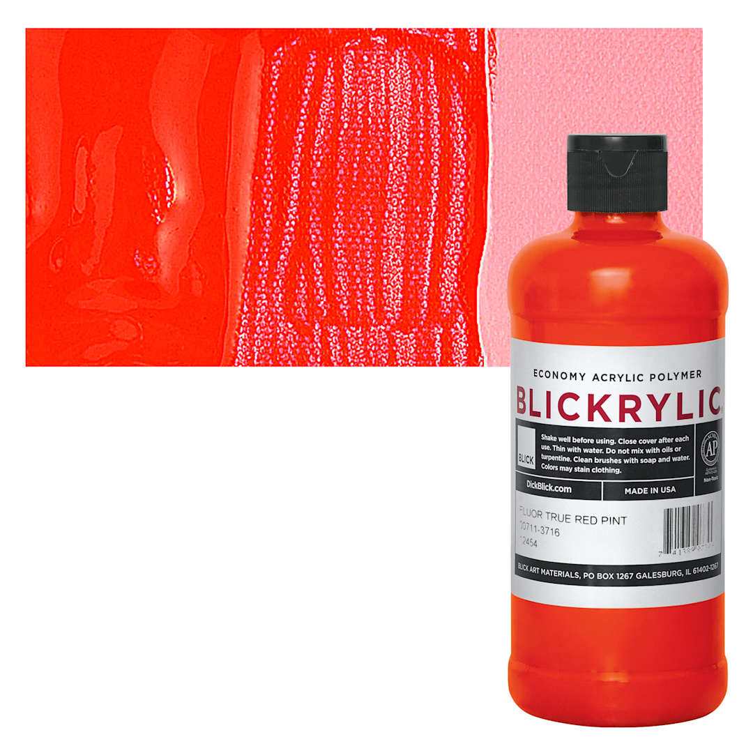 Open in modal - Blickrylic Student Acrylic - Fluorescent True Red, Pint and swatch