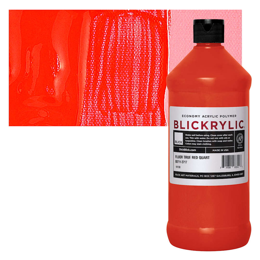 Open in modal - Blickrylic Student Acrylic - Fluorescent True Red, Quart and swatch
