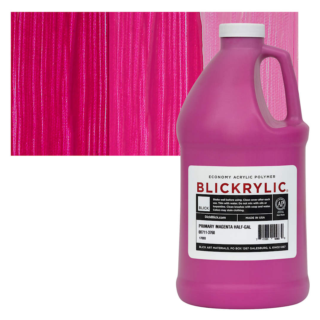 Open in modal - Blickrylic Student Acrylic - Primary Magenta, Half Gallon and swatch