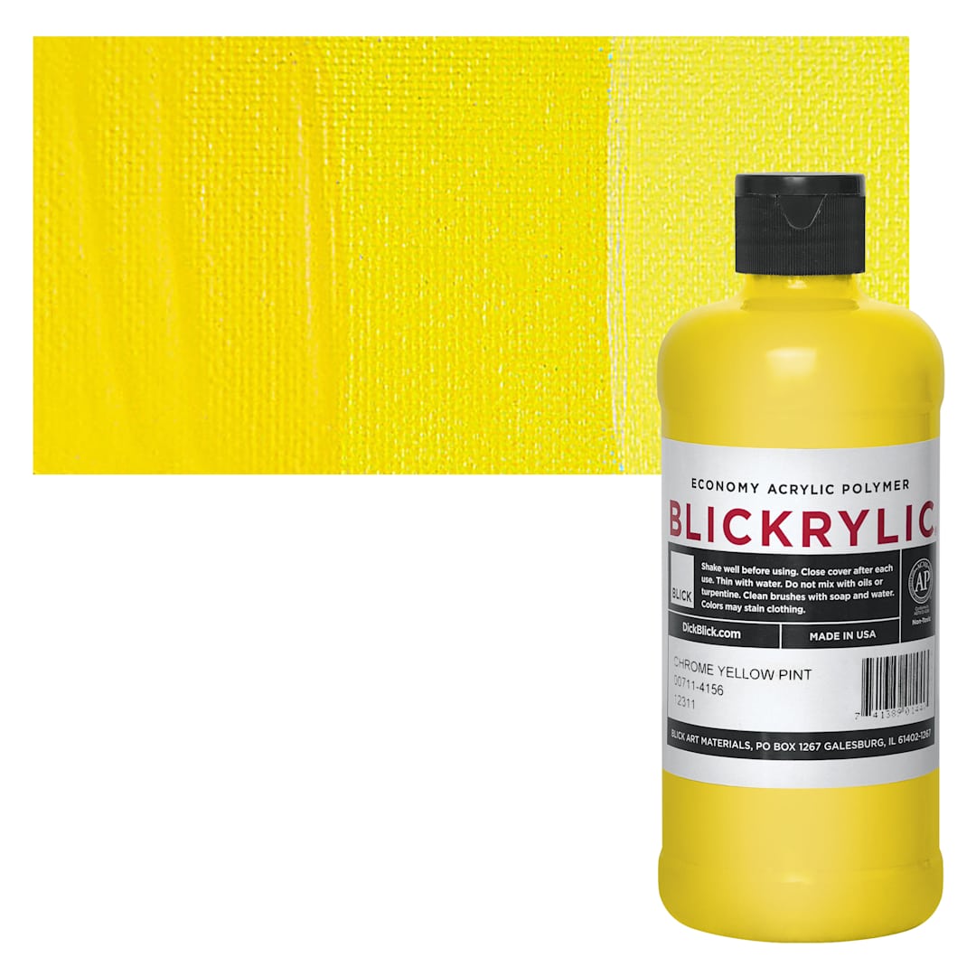 Open in modal - Blickrylic Student Acrylic - Chrome Yellow, Pint and swatch