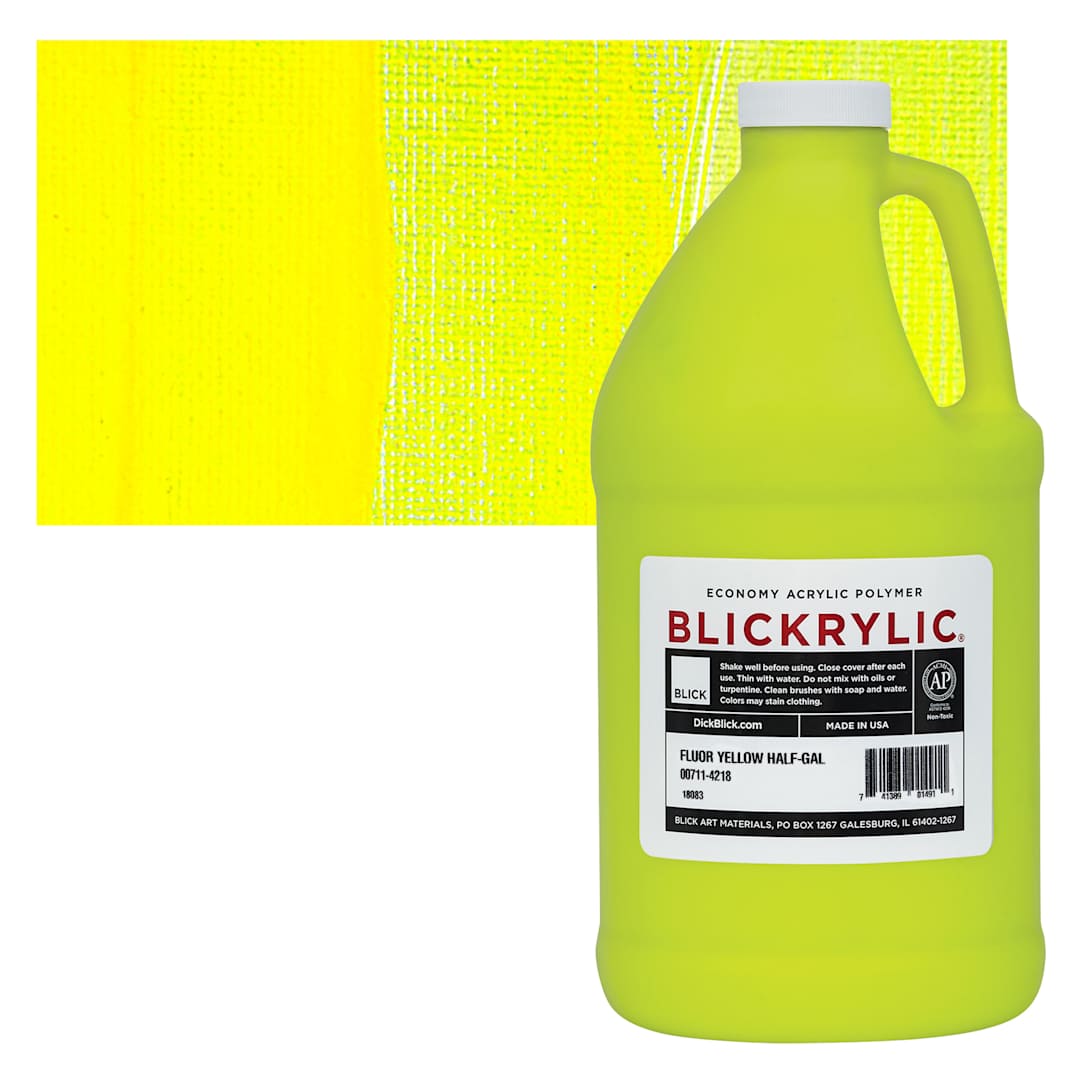Open in modal - Blickrylic Student Acrylic - Fluorescent Yellow, Half Gallon and swatch